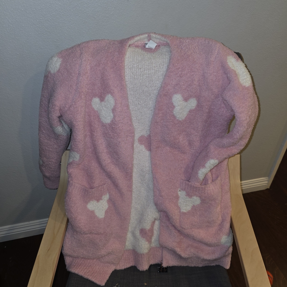 Cozy Pink and White Mickey Cardigan